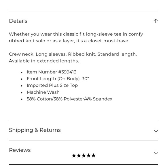 NWT Lane Bryant Classic Long Sleeve Crew Neck Tee, Size 34/36, Sunflower - Picture 4 of 6